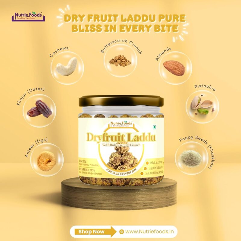 "NUTRIEFOODS" Enriching Your Taste Utsav-Celebrating Traditions Gift Hamper with Dryfruit Trail Mixes- Super Trail Mix, Active Trail Mix and Dryfruit Laddus Butterscotch Laddu and No Added Sugar Laddu, 2 Diya and Reusable Box, Festive Hamper