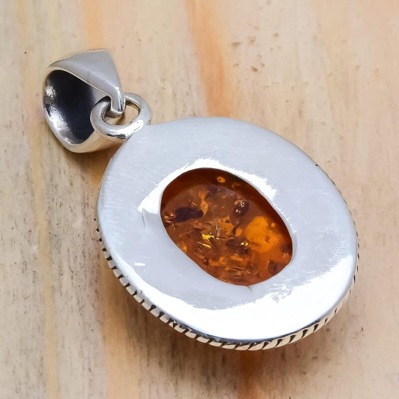 Baltic Amber Natural Gemstone Handmade 925 Sterling Silver Pendant(6.1 gm)