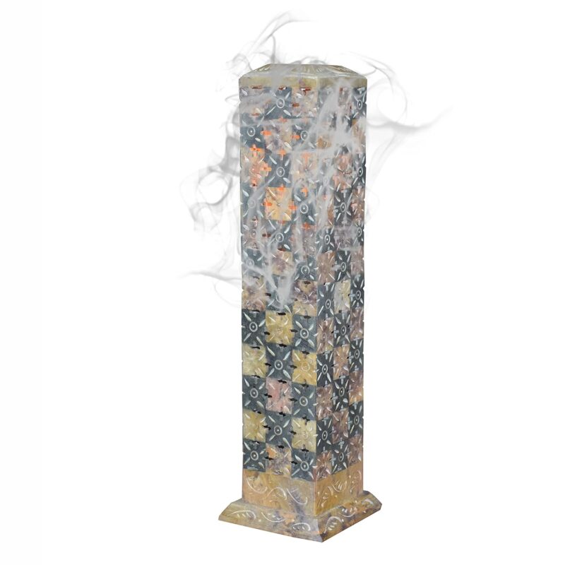 Pure Source India Soapstone Marble Hand Carved Incense Holder | Agarbatti Stand | Candle Burner | Tea Light Holder Big Size