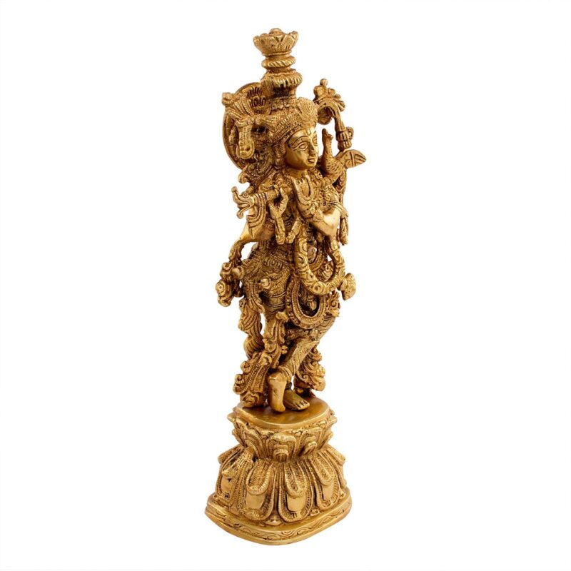 Kartique Brass Krishna Idol | Murli Krishna Statue | Murti |