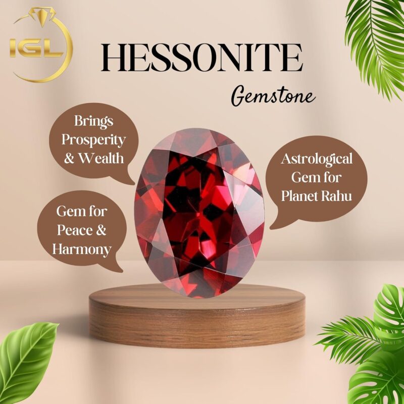 IGL Natural Ceylon Srilankan Hessonite Gemstone Premium Original Certified Gomed/Gomedhak Gem For Rahu, Protection, Peace, & Ring Jewelry For Men & Women