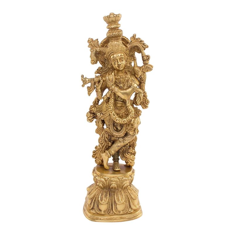 Kartique Brass Krishna Idol | Murli Krishna Statue | Murti |