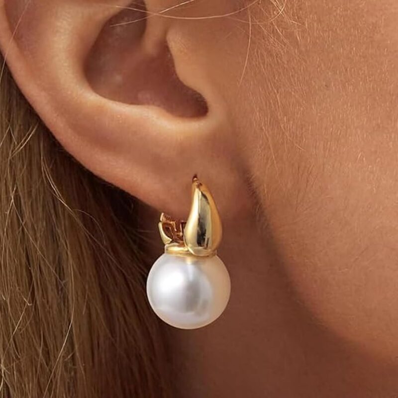 Pearl Earrings for Women Pearl Drop Earrings Pearl Stud Earrings Pearl Clip on Earrings Prom Party Wedding Earrings for Brides Jewelry Gifts