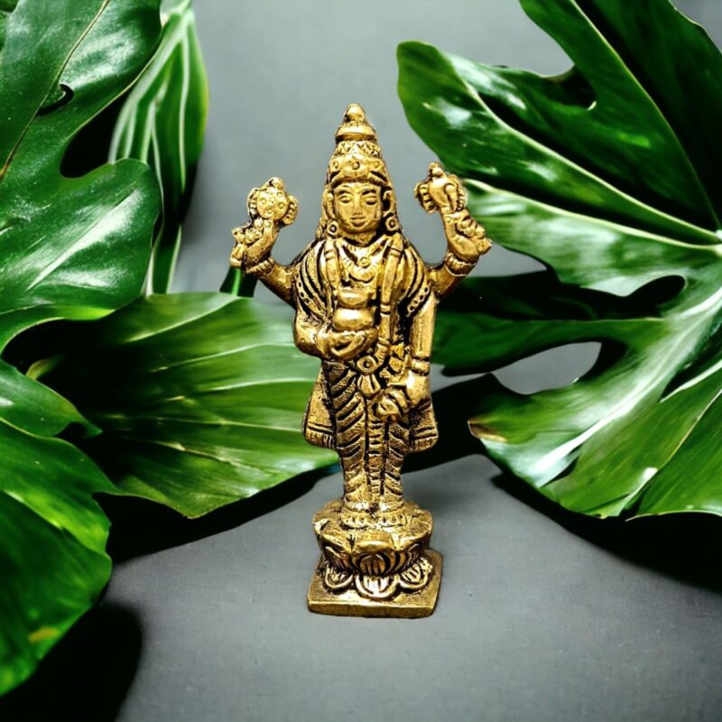 VCARTNOW Brass Brass Statue of Ayurveda God Dhanvantari Idol Murti Decorative Showpiece - 20 cm (Brass, Gold)