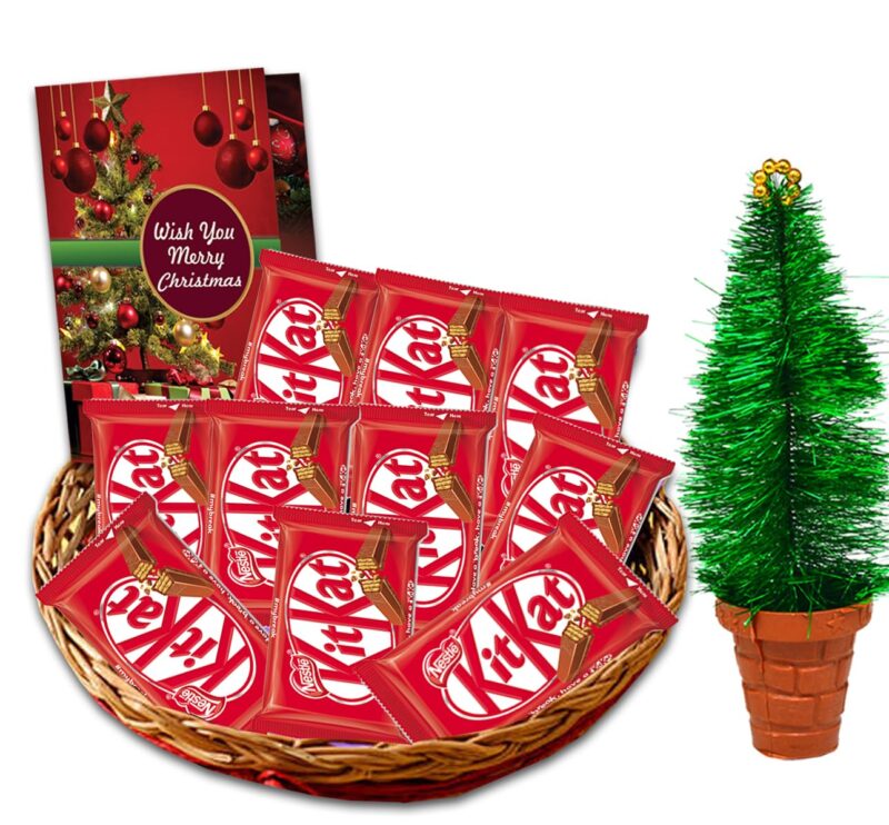 Midiron Gift Hamper for Christmas | Christmas & New Year Gift Combo | Christmas Chocolates Gift | Festive Hamper for New Year with Chocolate Gift Box, Small Tree & Christmas Card