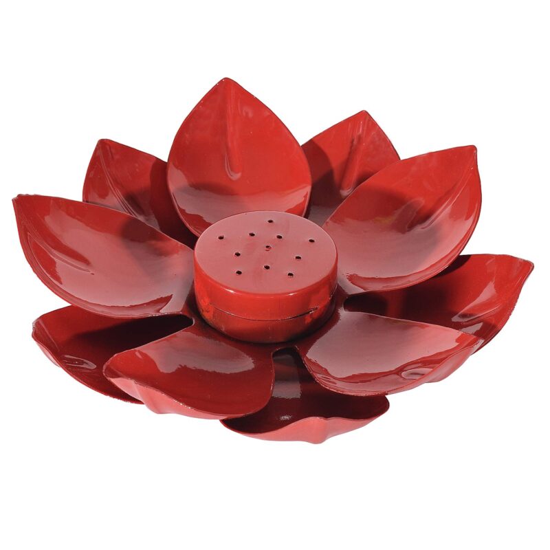 DreamKraft Metal Lotus Shape Safety Incense Diya Bsis Holder Agarbatti Stand with Ash Catcher- (19 X 19 X 5.5 CM)