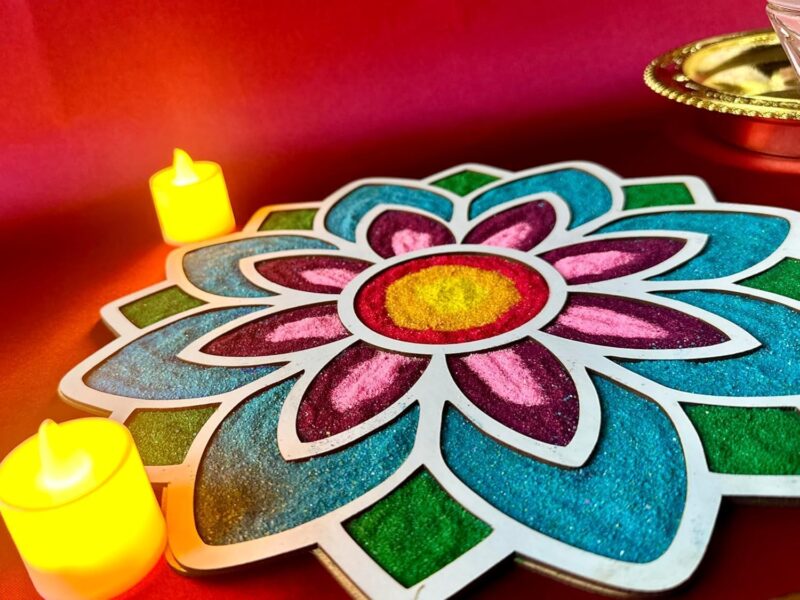 Rangoli Stencils Ready to Draw Rangoli Making Tools Kit, Rangoli Stencil Mat Template Diwali Decoration Items for Home Decor Pooja Room Entrance Floor Mandir (12 Inche) (Rangoli9)