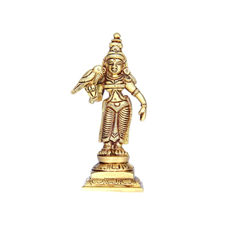 Aalayam Selveer Madurai Meenakshi Idol Small | Madurai Meenakshi Amman Idol | Meenatchi Amman Idol | Meenatchi Amman Statue | Meenakshi Idol Brass Height 9cm Gold Colour 1 Piece