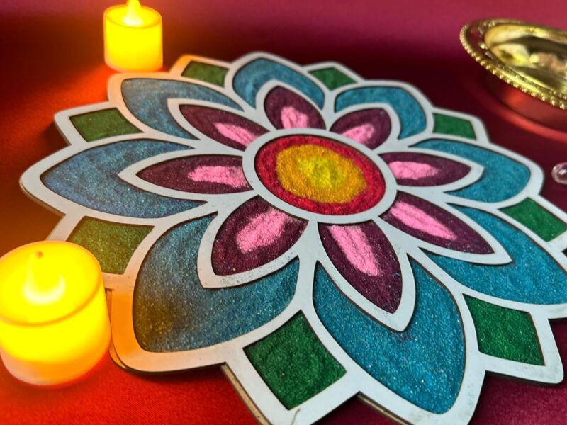 Rangoli Stencils Ready to Draw Rangoli Making Tools Kit, Rangoli Stencil Mat Template Diwali Decoration Items for Home Decor Pooja Room Entrance Floor Mandir (12 Inche) (Rangoli9)