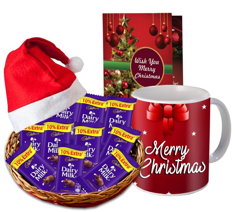 Midiron Gift Hamper for Christmas | Christmas & New Year Gift Combo | Christmas Chocolates Gift | Festive Hamper for New Year with Chocolate Gift, Coffee Mug & Christmas Card