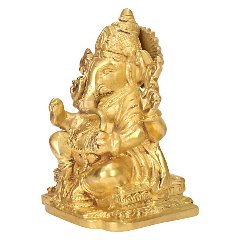 APKO Lord Ganesha Brass Idol Statue for Pooja Home Décor Gifts, God Ganesh Sculpture Diwali Decoration Items 6 Inches