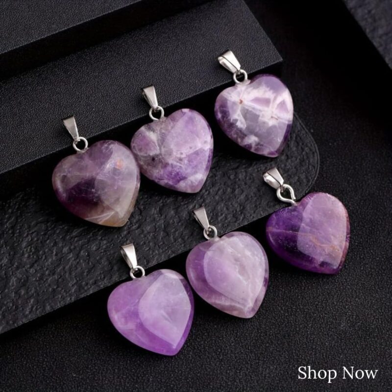 Natural Heart Shaped Pendant Healing Crystal Gemstone Heart Pendant for Women & Men Stone Charms for Jewellery (Pack of 1)