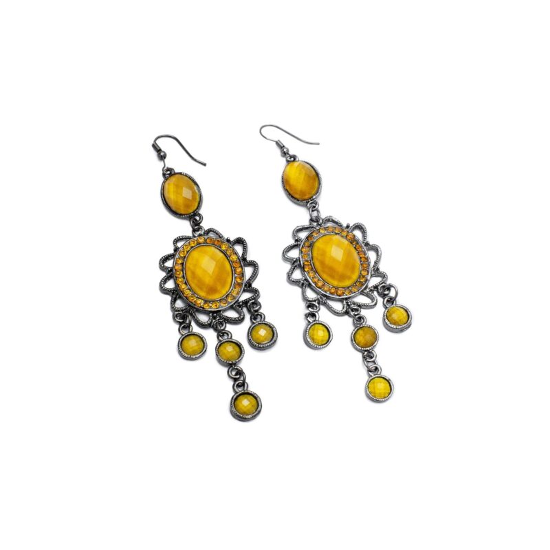 Amber Gemstone Drop Earrings