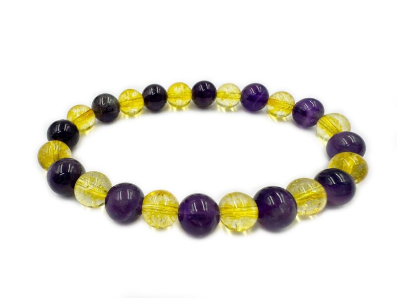 REBUY Citrine Amethyst Stone Bracelet,Size 8mm, Natural Gemstone | Charged Activated Energized Bracelets for Both Men & Women