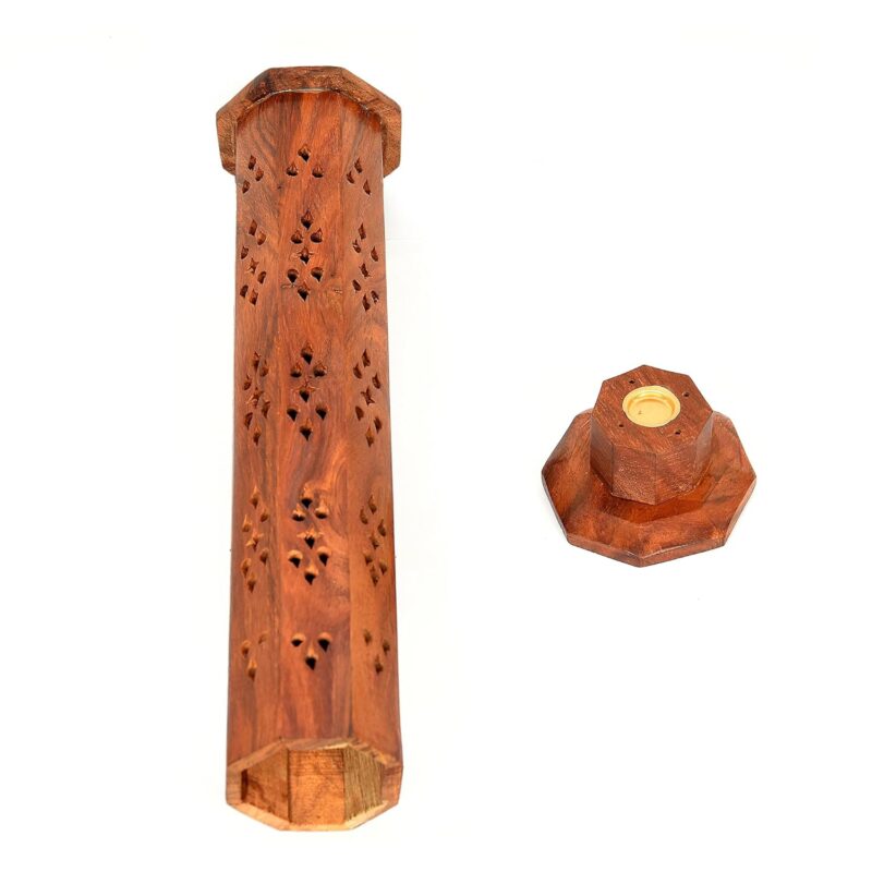 VDR Handcrafted Wooden Agarbatti Stand with Ash Catcher & Dhoop Stick Holder | Traditional Incense Stick Stand for Home/Office/Temple Decor | Sambrani Cup Cone Batti Holder