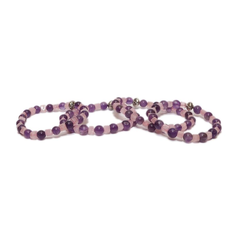 Aqeeqee Natural Amethyst with Rose Quartz Gemstone Unisex Bracelet for healing reiki vastu.