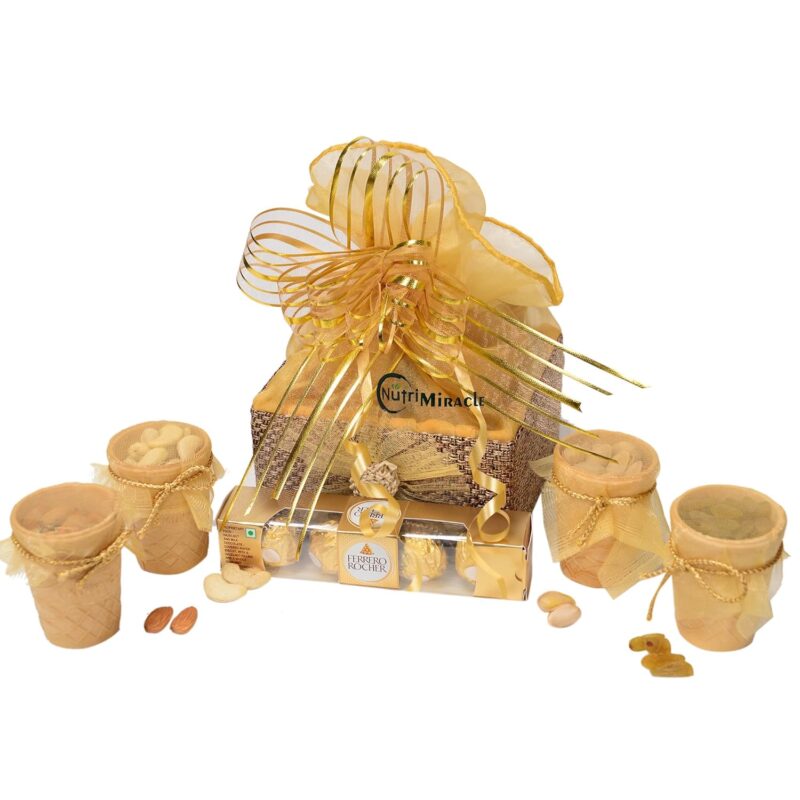 NUTRI MIRACLE Edible Cup Gift Hamper For Bhaidooj | Perfect Celebration Return Gifts, Diwali Gift Hamper | Dry Fruits Gift Box for Festive Joy