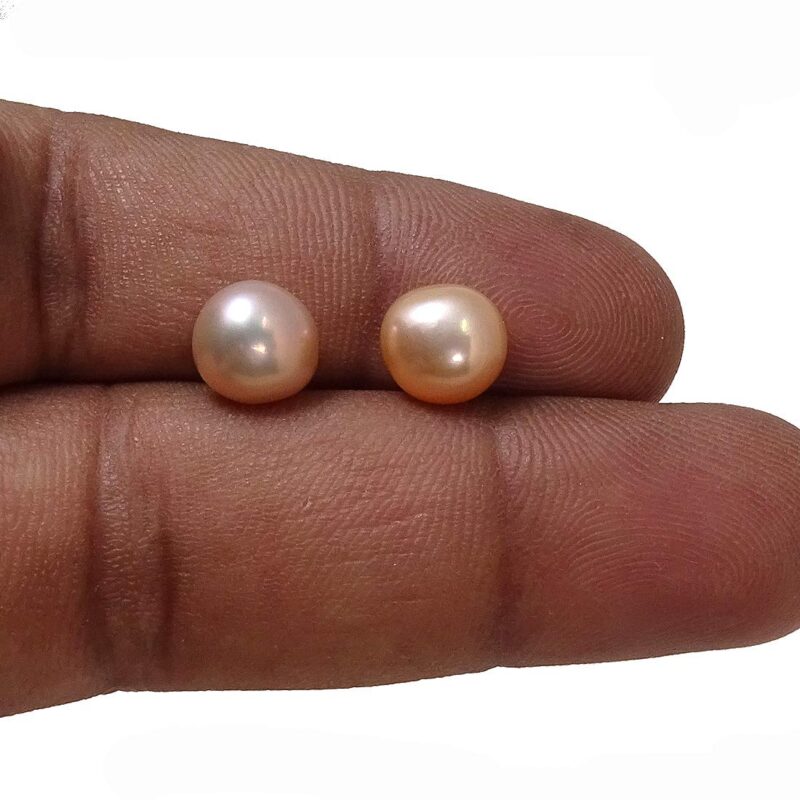 Sahiba Gems 4 Carat / 2 Pcs Natural Pearl Jewellery Making Pearl Beads in 6 mm Size for Making Earring/Pendant/Ring ~ Pack in 2 Pcs