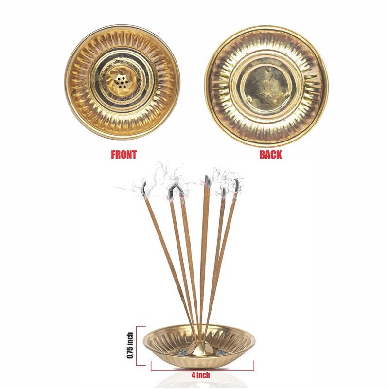 Pure Source India Brass Agarbatti Stand || Incense Holder || Ash Catcher, 4 Inch, Gold -1 Piece