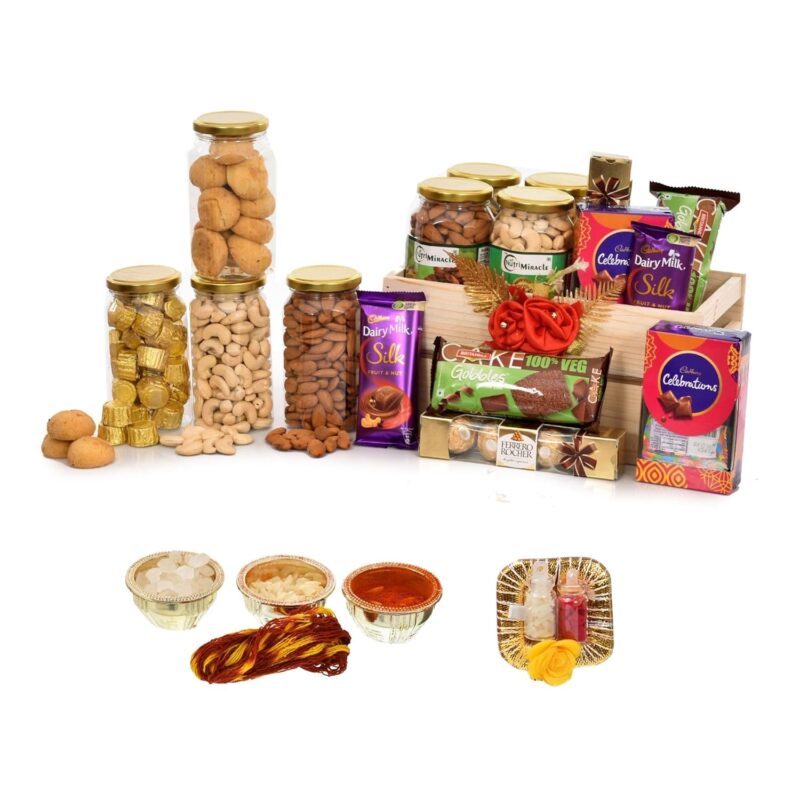 NUTRI MIRACLE Festive Bhaidooj Gift Hamper with Nuts, Dry Fruits & Chocolates for Bhaiya