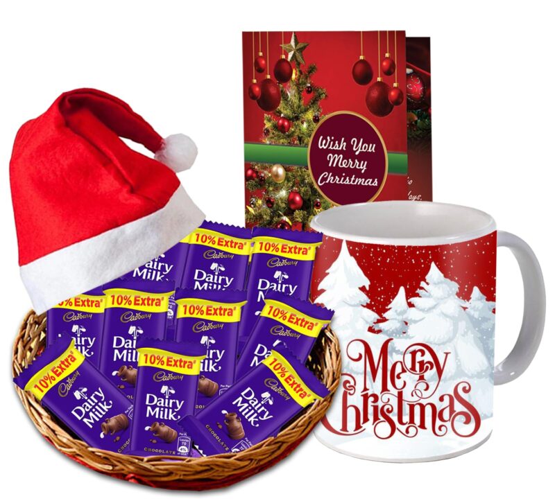 Midiron Gift Hamper for Christmas |Christmas & New Year Gift Combo|Christmas Chocolates Gift | Festive Hamper for New Year with Chocolates, Coffee Mug with Greeting Card