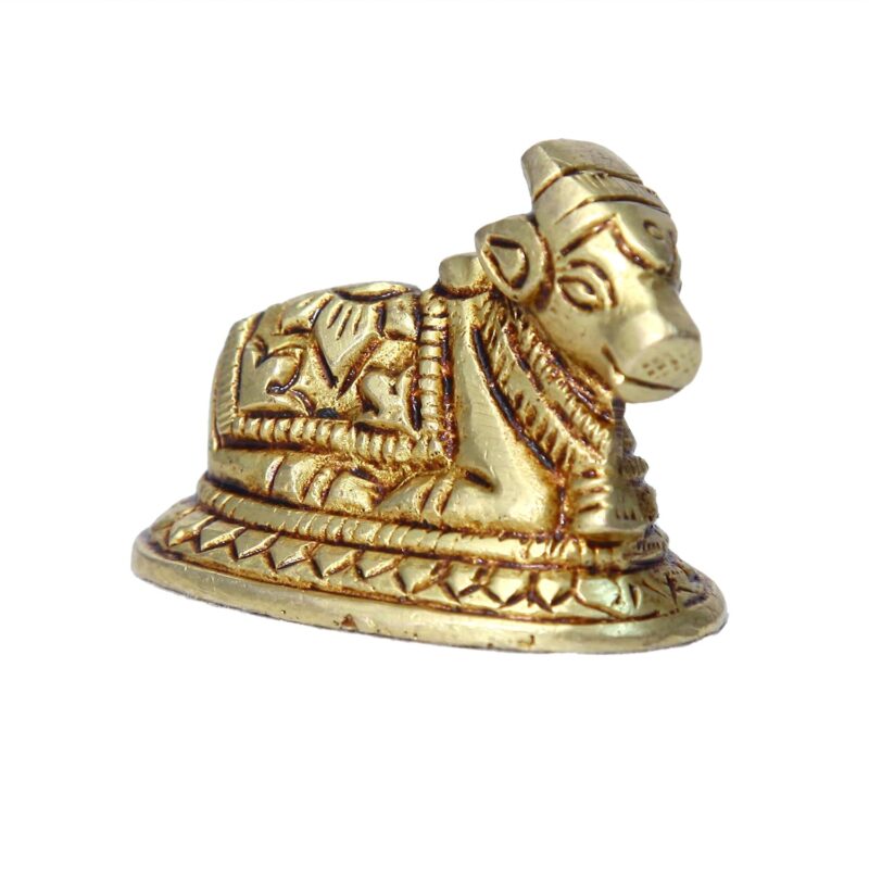 anciently Chotta Nandi Idol Brass | Chotta Nandi Statue for Puja Brass, Gold Colour - (1 Piece)