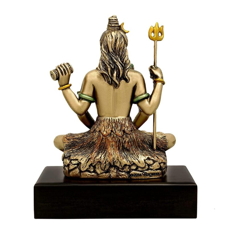 AONA Lord Shiva with Four Hand Dhyan Mudra Brass Idol Shiva Statue Height 3 Inch