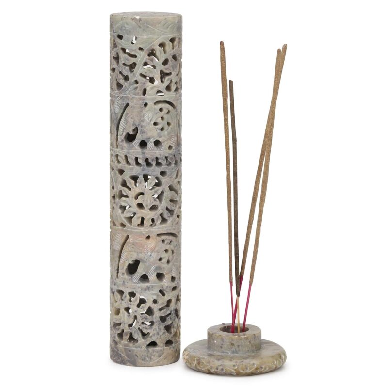 KC KULLICRAFT Marble Incense Stick Holder (10.5 inch, Beige)(Cylindrical)