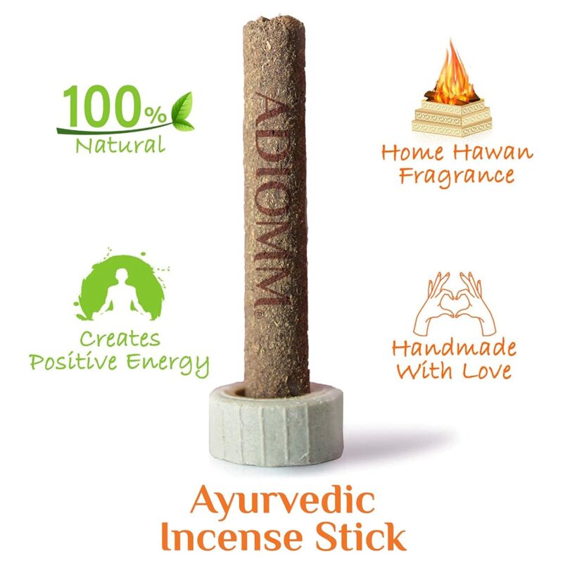 ADIOMM 100% Natural Incense Sticks/Dhoopbatti | ORGANIC | 30 Sticks | Home-Hawan Fragrance | Duration ≈ 40 min. | Excellent blend of Himalayan Herbs and Panchagavya.