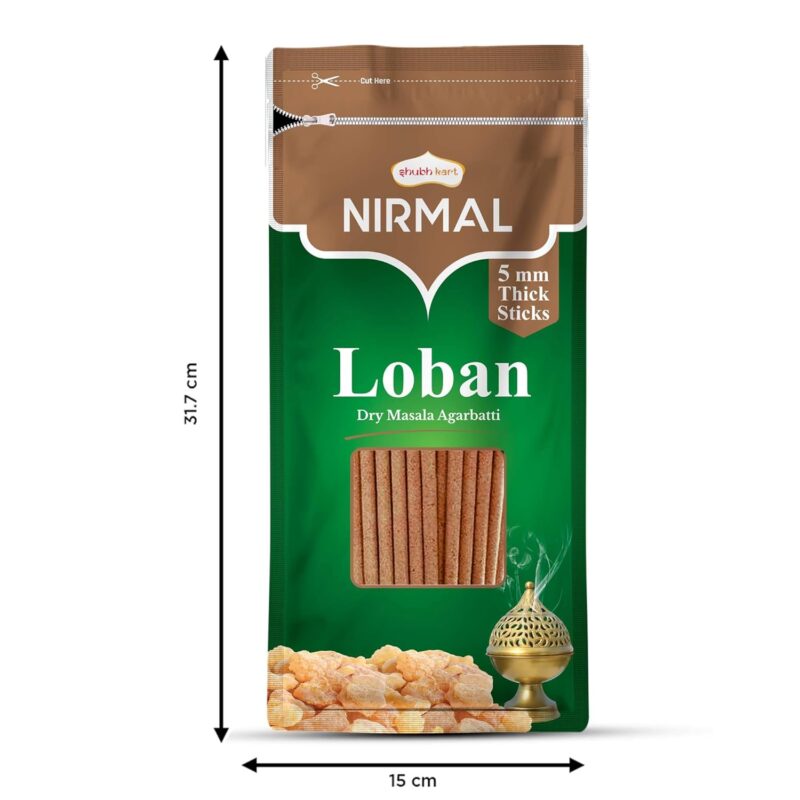 Shubhkart Nirmal Loban Dry Masala Agarbatti Zipper 125gms - 5mm Thick Sticks | Special Long Lasting Agarbatti for Puja, Havan, Rituals | Pooja Room Items for Aromatic Environment (Pack of 2)