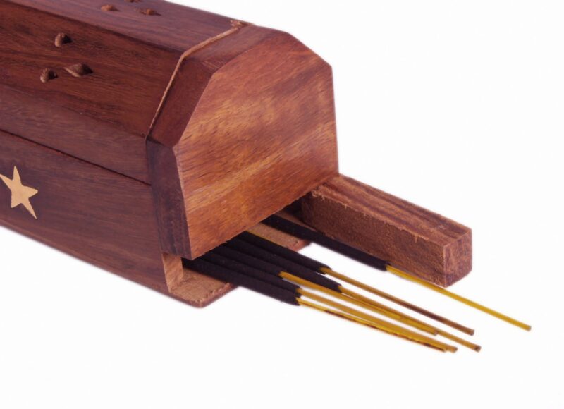 ITOS365 Wooden Handcrafted Agarbatti/Incense Sticks Case- Works as a Storage Case as Well as Holder(Rectangular)