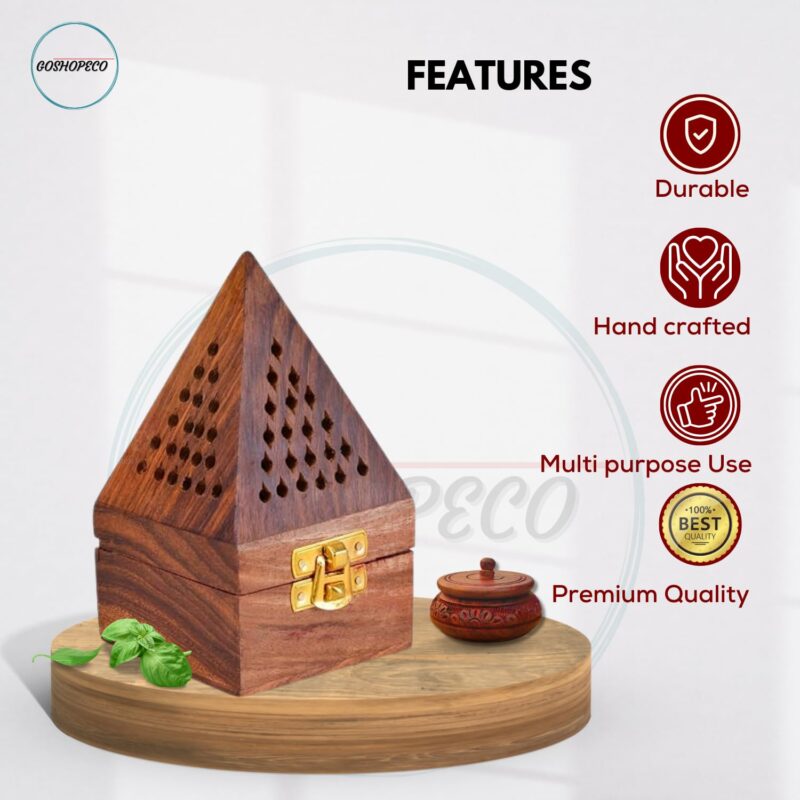 GOSHOPECO Agarbatti Stand for Pooja | Dhoop Batti Stand | Fragrance Stand Holder | Incense Stick Holder with ash Catcher for Home Decor,Office,Yoga, Meditation, Pooja, Aromatherapy (Holder & Box)