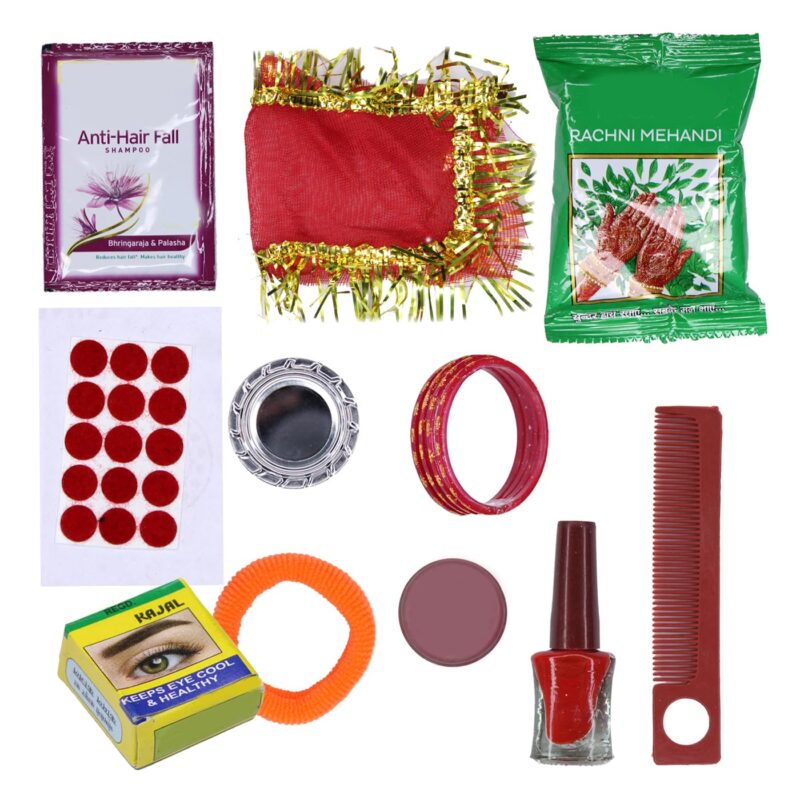 KYNA MATA Rani Shjawat Kit Navratri MATA Ji Suhag Kit Makeup Essentials for Pooja, Varat, Festival Season (Suhag Kit-6 (Set of 12))