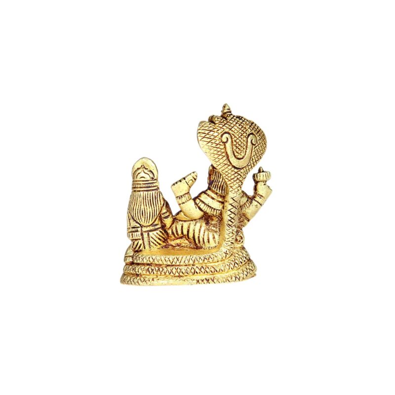 Aalayam Selveer Sheshnag Vishnu Laxmi Idol | Vishnu Lakshmi Idol | Ranganatha Perumal Lakshmi Thayar Statue | Lakshmi Narayan Idol Brass Height 7cm Gold Colour 1 Piece