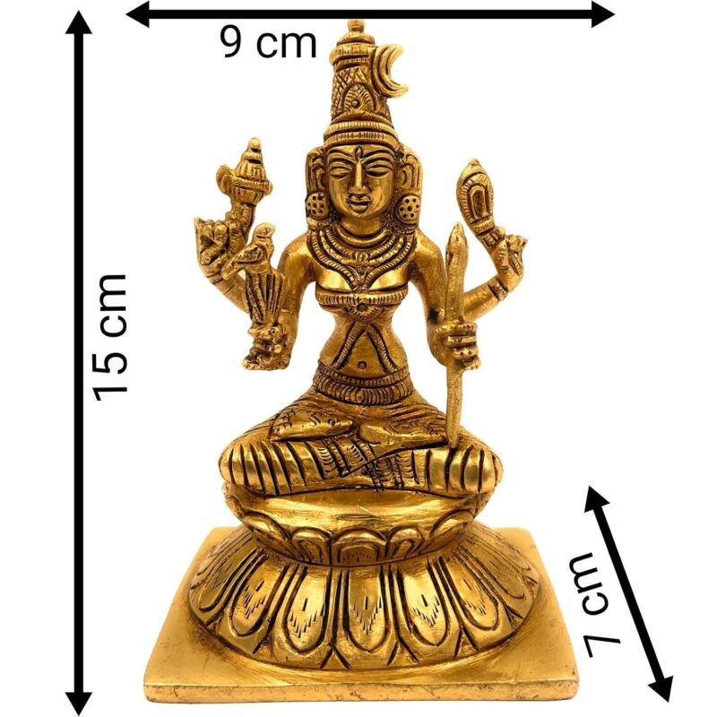 Bhunes Brass Kamakshi Statue, Rajarajeshvari Idols, Raja Rajeshwari Silai, Tripura Sundari Ji Ki Murti, Lalita Devi, Bal Sundari,Gold, 6 Inch, 1 Piece