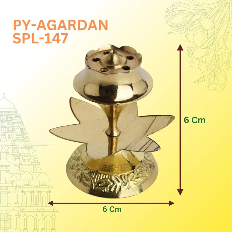 POSHIFY Brass Agarbati Stand: Traditional Indian Incense Stick Holder for Puja Room, Home Decor