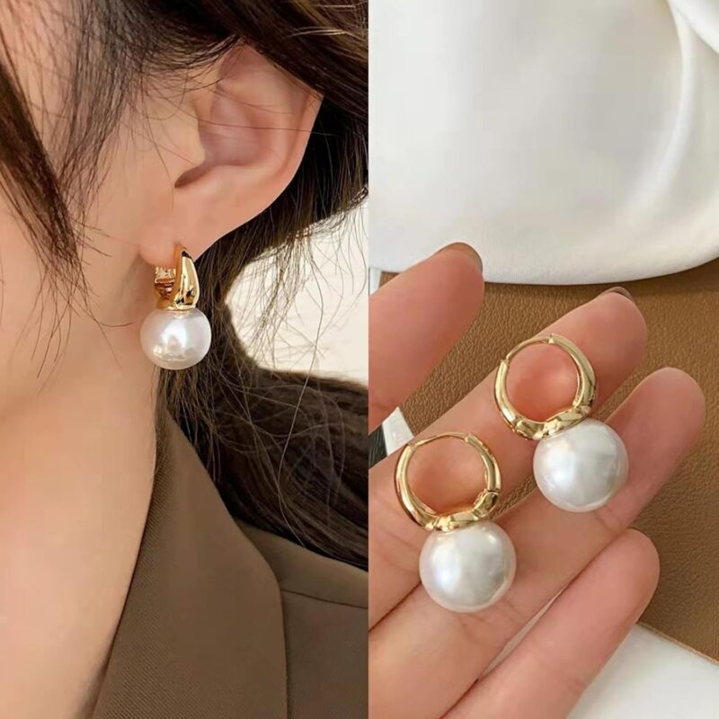 Pearl Earrings for Women Pearl Drop Earrings Pearl Stud Earrings Pearl Clip on Earrings Prom Party Wedding Earrings for Brides Jewelry Gifts