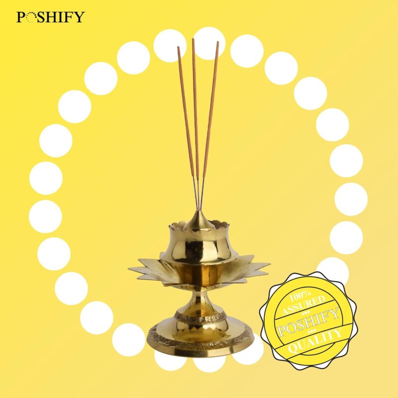 POSHIFY Brass Agarbati Stand: Traditional Indian Incense Stick Holder for Puja Room, Perfect for Housewarming, Pooja in Office and Diwali Puja