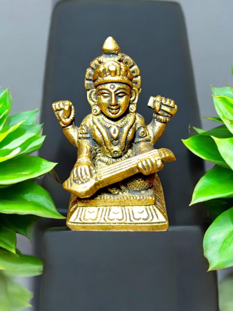 VCARTNOW Brass god Idol god murti bhagwan murti for Home and Pooja Room (Saraswati MAA 2)