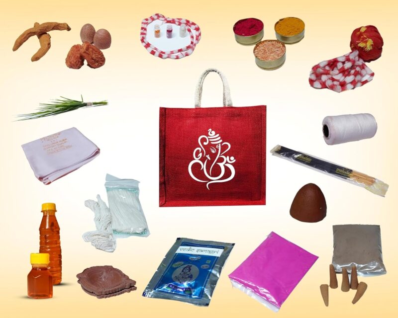 Omvedic Samagri Ganesh Chaturthi Pooja Kit | Mahalakshmi Pooja Samagri | Lakshmi Pooja Item Puja Samagri in Sufficient Quantity Complete Collection