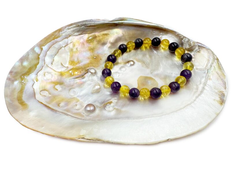 REBUY Citrine Amethyst Stone Bracelet,Size 8mm, Natural Gemstone | Charged Activated Energized Bracelets for Both Men & Women