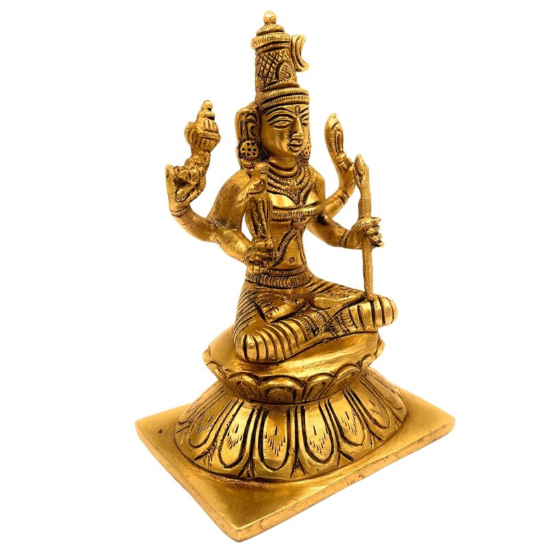 Bhunes Brass Kamakshi Statue, Rajarajeshvari Idols, Raja Rajeshwari Silai, Tripura Sundari Ji Ki Murti, Lalita Devi, Bal Sundari,Gold, 6 Inch, 1 Piece