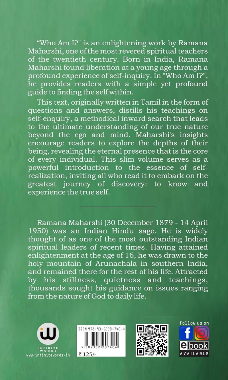 Who Am I? | Sri Ramana Maharshi Books | Spiritual English Paperback Book | Nan Yar religious Books By Bhagvan Shree Raman Maharishi | Indian Hinduism Spirituality | Sanatan Dharm Hindu Dharma religion The Original Edition ramanar Shri Self Enquiry who i am who iam i whoami wjo whoam whoa m mi wo hwo wuo whi wh ma an whao ami shre maharashi mahrashi ramna maharhi maharsh maharahi maharshii maharshhi rama mahrshi marshi mahrash rammana ramama ramaana maharrshi maharshh ramnna ramanama harshi maharaschi rramana ramnana ramanamah arshi maharsshi maharsii ramaa ramanaa rammna in telugu tamil hindi biography हू एम आय मैं कौन हूँ? मी कोण आहे? श्री रमण महर्षि रमन महर्षि I ?