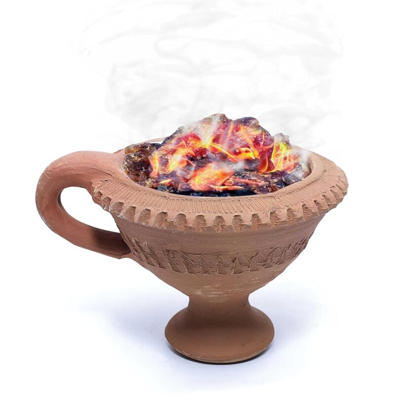 Pure Source India Natural Clay Desi Handmade Dhoop Loban Dani/Dhuni Burner Holder/Pot Stand for Puja/Hawan/Dhuni (Shop/Office/Room/Gardan etc.) (4 Inch Size 100% Pure Mitti)