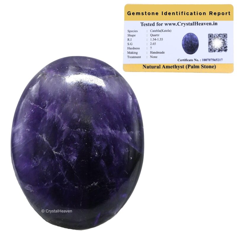 Certified Amethyst Crystal Palm Pebbles Stones for Anxiety Stress Relief Massage - AAA Grade Original Healing Gemstone Agate Palm Stone for Yoga Meditation Spiritual Reiki Feng Shui