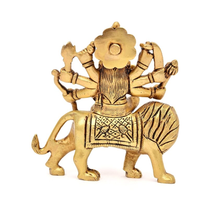 AargKraft™ Brass Maa Durga MATA Rani Idol, Jagdamba Statue, moorti, murti for Home Mandir and Home Decor Size 4 Inch