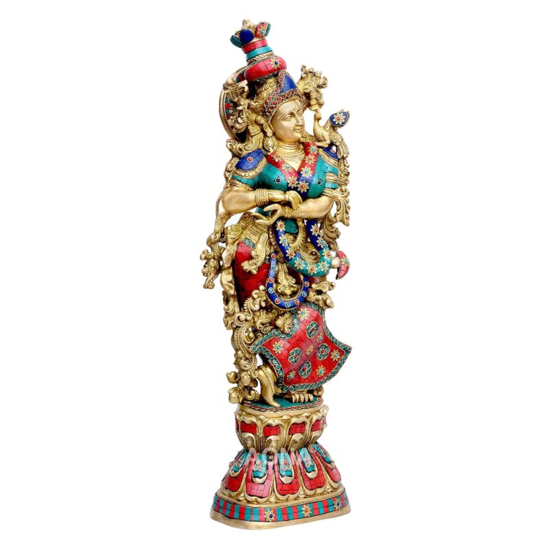 AONA Brass Pair of Big Size Radha Krishna Idol (Red, 29 x 9 x 6 Inches)