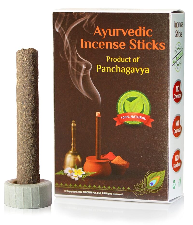 ADIOMM 100% Natural Incense Sticks/Dhoopbatti | ORGANIC | 30 Sticks | Home-Hawan Fragrance | Duration ≈ 40 min. | Excellent blend of Himalayan Herbs and Panchagavya.