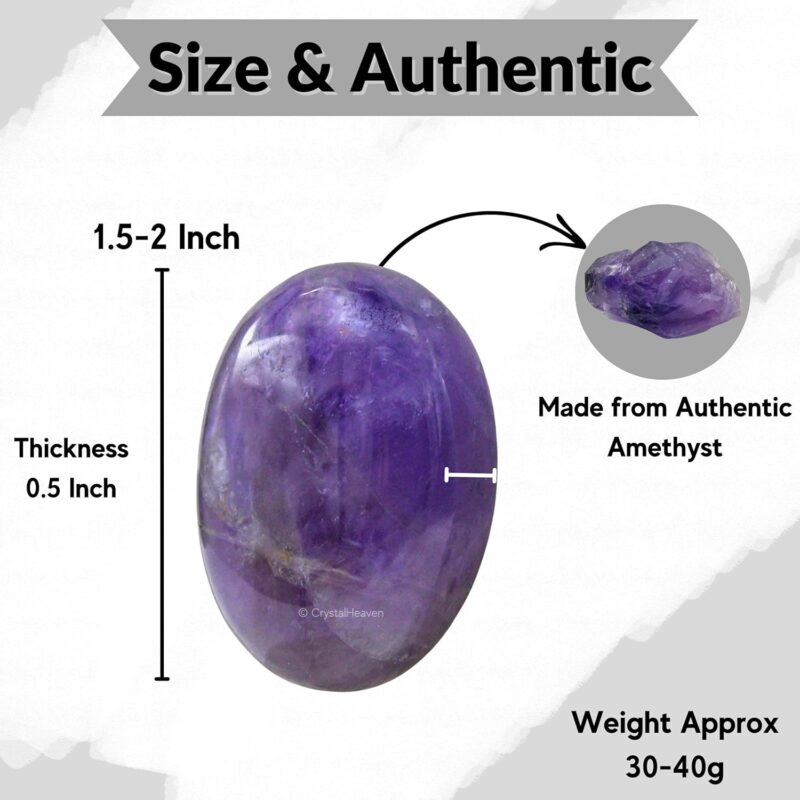 Certified Amethyst Crystal Palm Pebbles Stones for Anxiety Stress Relief Massage - AAA Grade Original Healing Gemstone Agate Palm Stone for Yoga Meditation Spiritual Reiki Feng Shui