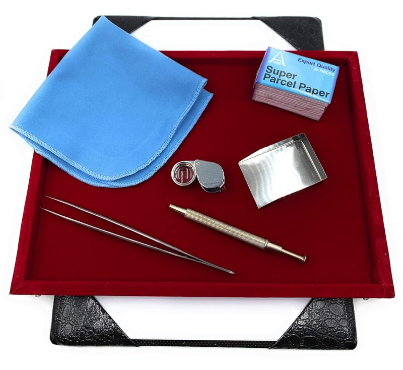 Aone Jewellers Diamond & Gemstone Sorting Kit for Diamonds/Gemstones/Precious & Semi Precious Stone Sorters & Graders, Jewellery Retailers/Manufacturers, Showroom, Boutiques, etc (Red Tray)